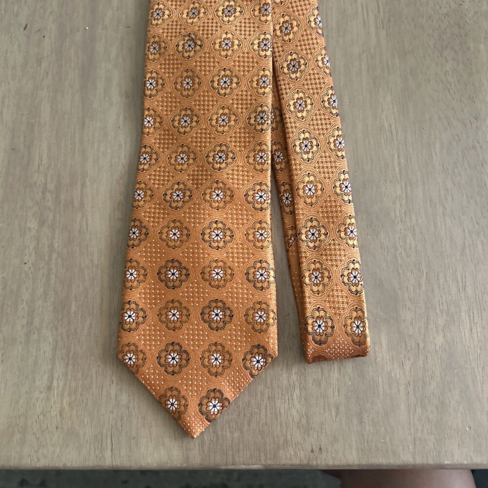 Cremieux 100% Silk Tie USA Orange Extra Long